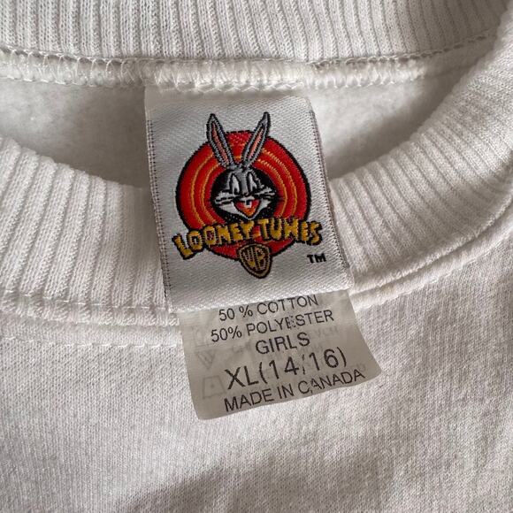 Looney Tunes Vintage Ice Cream Shop Graphic Sweatshirt Girls XL / Women's M - Picture 5 of 6